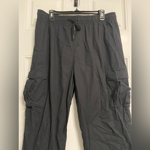 P4- MAISON ARTICLE Black RIPSTOP Cargo Pants - Picture 2 of 8